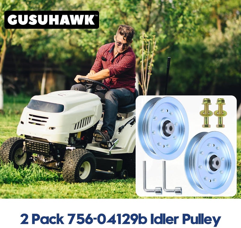 GUSUHAWK 2 Pack 753-08171 Idler Pulley Kit Replaces Cub Cadet 756-04129B, 756-04129, 753-08171, 753-08068 for Cub Cadet RZT 50, RZT 54, RZT 42, LT1042, LT1045, LT2000, LTX 1040, LTX 1050 Lawn Tractors - Image 2